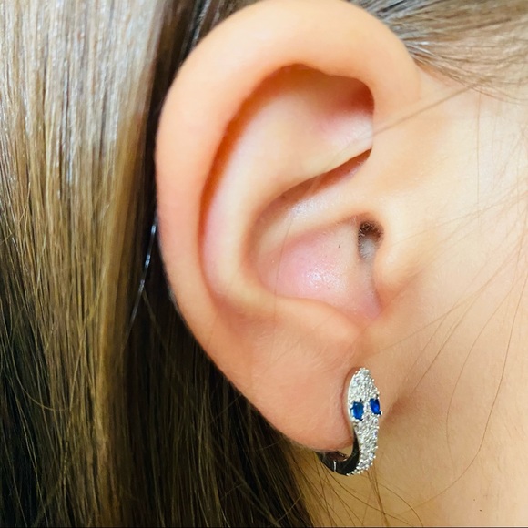 Serpent Huggie Hoop Earrings - Picture 2 of 11